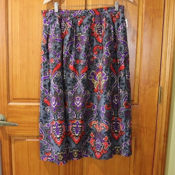 Vintage Midi Skirt Adam Yves Colorful Floral Gray Skirt 18 - Picture 2 of 11